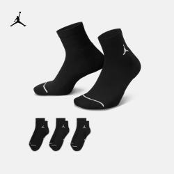 NIKE 乔丹速干运动短袜(3双)夏季透气针织支撑舒适JORDAN DX9655 010黑/白 S