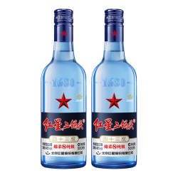 红星 二锅头 蓝瓶绵柔8陈酿 清香型白酒 43度 500ml*2瓶 口粮酒