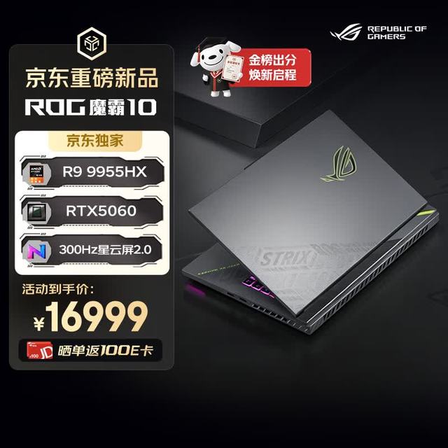 ROG 魔霸10 锐龙9 16英寸游戏本笔记本电脑(R9 9955HX 16G 1T RTX5060 2.5K 300Hz)