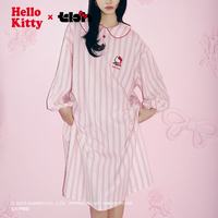 野兽派家居 Hello Kitty x tbh家纺系列 女士天丝棉长款睡裙 442250071 粉红条纹 S