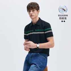 navigare 小帆船条纹短袖polo衫男士黑色短袖T恤上衣