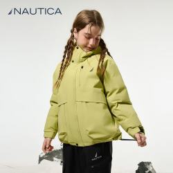 NAUTICA 美式儿童三防雪壳羽绒服 绿色（赠渔夫帽）