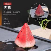 棠门 变色西瓜茶宠温变树脂摆件