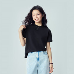 佐丹奴 T恤女纯棉亲肤气质小衫女舒适宽松小高领t恤女短袖05322396