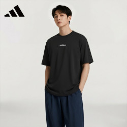 adidas 圆领棉质舒适透气简约百搭运动短袖休闲T恤 2XL码