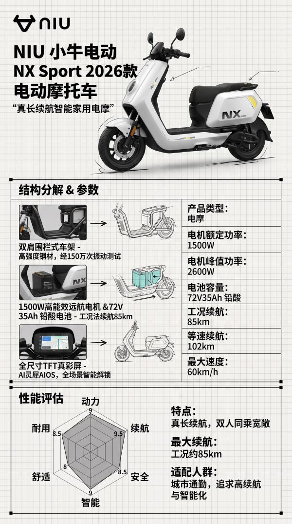 小牛电动 NX Sport 2026款 电动摩托车