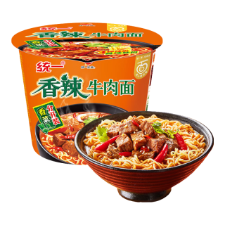 统一 来一桶 香辣牛肉面 桶面 104g*12桶 整箱装 速食泡面