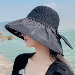 赫卡维 新款拼接遮阳渔夫帽黑颜色