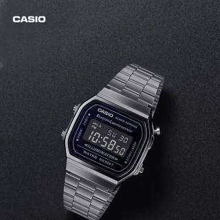 CASIO A168WGG-1B经典小方块，银灰反显复古电子表