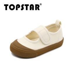 TOPSTAR 儿童帆布鞋女童男童学步鞋幼儿园室内小白鞋透气软底鞋