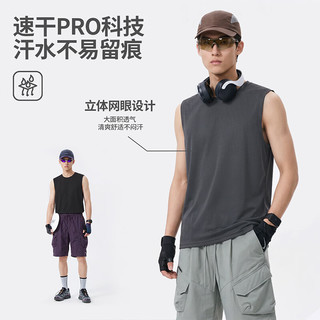班尼路 网眼背心男夏季吸湿排汗圆领运动上衣 黑色 XL