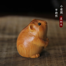木易 十二生肖崖柏木雕鼠牛兔虎马龙鸡猴猪羊狗蛇手把件生肖摆件挂件 生肖鼠-崖柏木雕摆件
