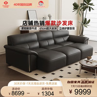 左右家私 大黑牛6050 电动功能沙发床 半青皮 黑色 2.84m