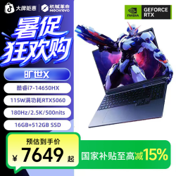 机械革命 旷世X   i7-14650HXRTX5060高性能电竞游戏本