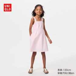 优衣库 童装女童吊带连衣裙/裙子儿童连衣裙483340 486298 488786 488786/10水粉色 150