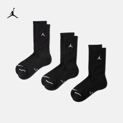 NIKE 乔丹速干中筒运动袜(3双) JORDAN EVERYDAY ELEVATED IR6319 010黑/白 M