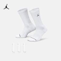NIKE 乔丹速干中筒运动袜(3双)夏季透气缓震针织刺绣JORDAN DX9632 100白/黑 S