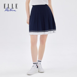 ELLE Active拼接休闲百褶网球裙夏季新款半身裙女士运动舒适短裙