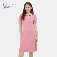 ELLE Active新款翻领连衣裙多巴胺短袖运动polo网球裙子活力女装