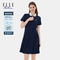 ELLE Active翻领连衣裙半拉链polo领A字收腰裙子