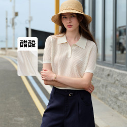 navigare 意大利小帆船时尚镂空短袖针织POLO衫女休闲翻领薄款T恤