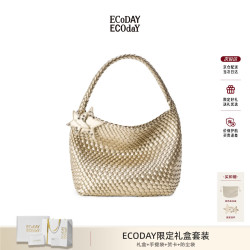 ECODAY 女包 原创设计经典编织包 香槟色中号
