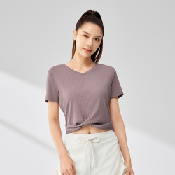 361° 运动短袖女款透气速干衣V领短款T恤