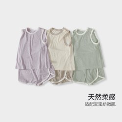 巴厘小猪 儿童家居服夏季套装无袖背心两件套男女童衣服宝宝睡衣