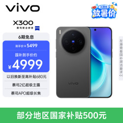 vivo X300  12GB 512GB 纯粹黑 蔡司2亿超级主摄 蔡司APO超级长焦 5年持久流