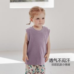 巴厘小猪 儿童背心夏季无袖T恤男女童上衣婴儿休闲衣服宝宝夏装