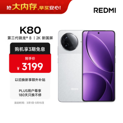 小米 REDMI K80  第三代骁龙 8 6550mAh大电池 澎湃OS 雪岩白 16GB
