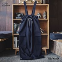 马登 女士工装背带裤复古直筒裤