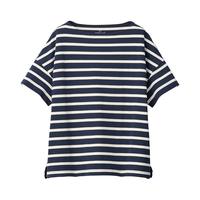 無印良品 無印良品 MUJI 女士一字领短袖T恤 W9AB182 海军蓝X图案 XS-S