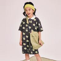 限尺码：gxg.kids GXG童装夏季儿童裙子女童满印polo领短袖T恤裙子