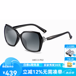 海伦凯勒 太阳镜女款 匠心打造蝴蝶结饰件华丽墨镜女H8512 雅致靓黑P02银色配饰