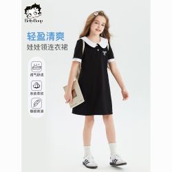 贝蒂 女童大童夏款休闲娃娃领连衣裙2026年夏季新品儿童时尚裙子