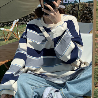仙元素 条纹薄款长袖 女士卫衣