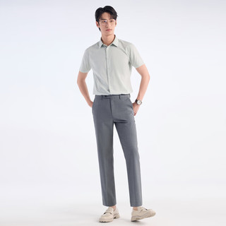 九牧王 JA1E82623 可机洗羊毛桑蚕丝 灰色 34.5码 男士西裤