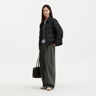 坦博尔 TB62350266 衬衫领轻薄短款羽绒服 黑色 XS(155)