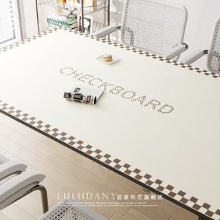LULUDANY 皮革棋盘格桌垫 防水防油免洗 可可棕 60*60cm