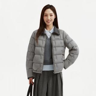 坦博尔 TB62350266 衬衫领轻薄短款羽绒服 夏云灰 XS