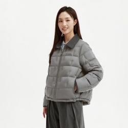 坦博尔 TB62350266 衬衫领轻薄短款羽绒服 夏云灰 XS