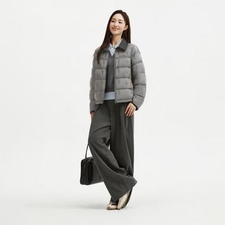 坦博尔 TB62350266 衬衫领轻薄短款羽绒服 夏云灰 XS