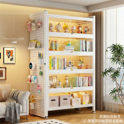 福凯祥 钢制书架带门玻璃书柜落地防尘手办展示柜储物柜客厅卧室