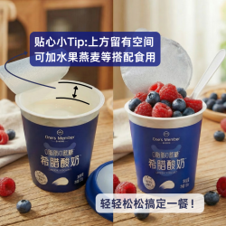 1号会员店 0脂肪希腊酸奶 300g/杯  0蔗糖10g蛋白/100g 脱脂酸奶