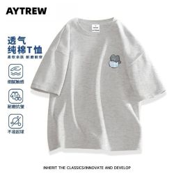 短袖 男士纯棉T恤 可爱冰块猫卡通潮流简约