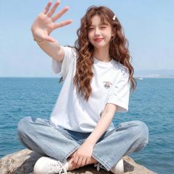 I.T it FGXX26夏季纯棉重磅舒适短袖t恤女简约百搭夏日上衣