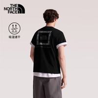 北面 26春夏新款T恤男户外情侣款印花圆领透气吸湿速干衣短袖t恤女8GXD JK3 S