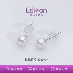 爱迪生珍珠 天然珍珠耳钉 5-6mm EH00153-244397