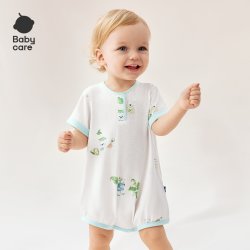 babycare 小柔风夏爬行服宝宝包屁衣莫代尔短袖三角连体衣婴儿衣服